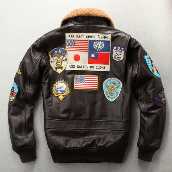 Men's Embroidered Leather Motorcycle Jacket