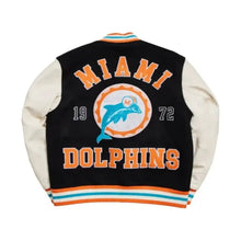 Miami Dolphins Andrew James Black And White Vintage Bomber Jacket