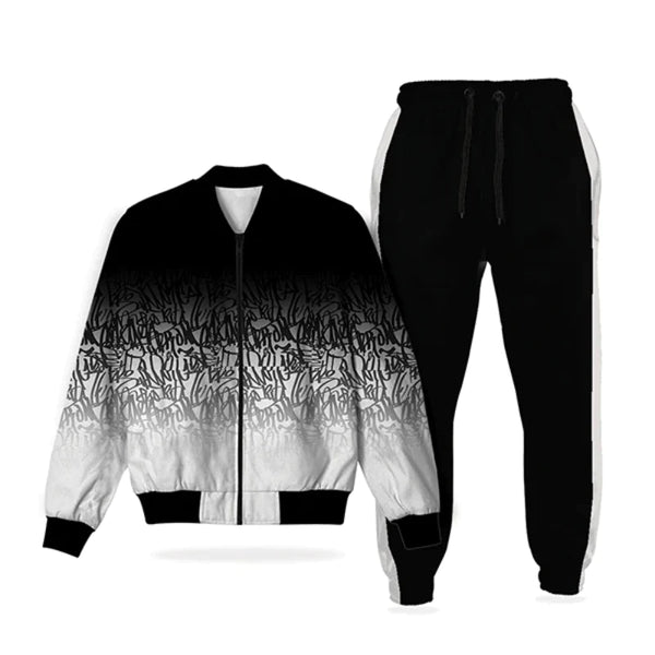 Alphabets Pattern Fleece Tracksuit