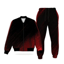 Black and Red Print Fleece Tracksuit