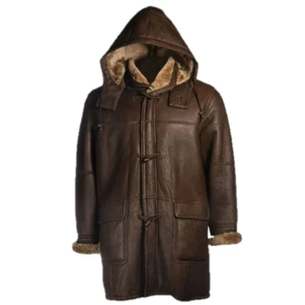 Brent Hook Closure Chocolate Brown Leather Coat