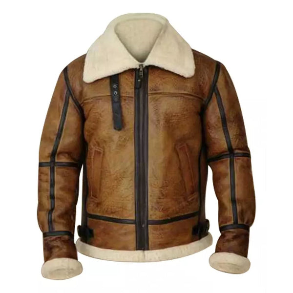 Brian-b3 Distressed Brown Shearling Jacket