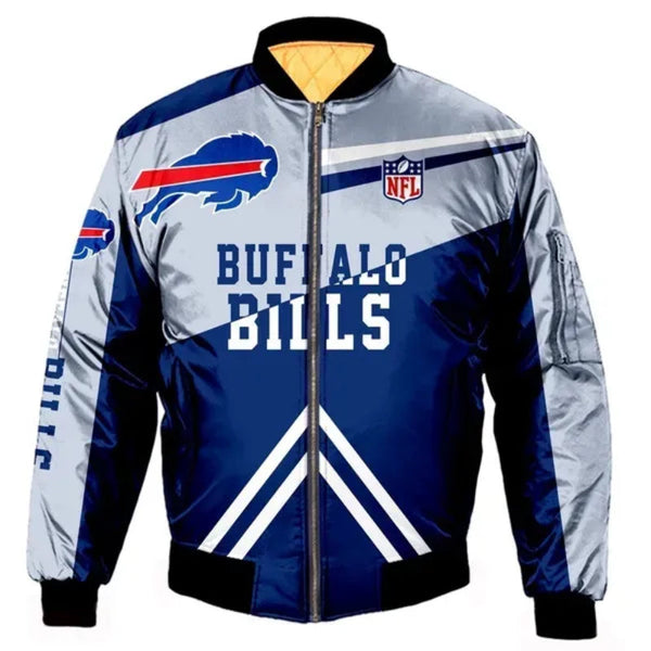 Buffalo Bills Grey And Blue Bomber Jacket