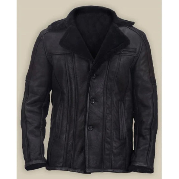 Carlos Black Shearling Leather Jacket