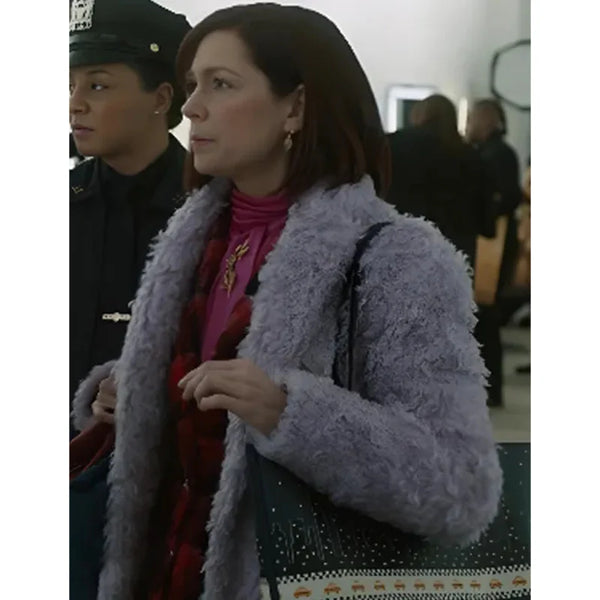 Carrie Preston Elsbeth Purple Shearling Coat