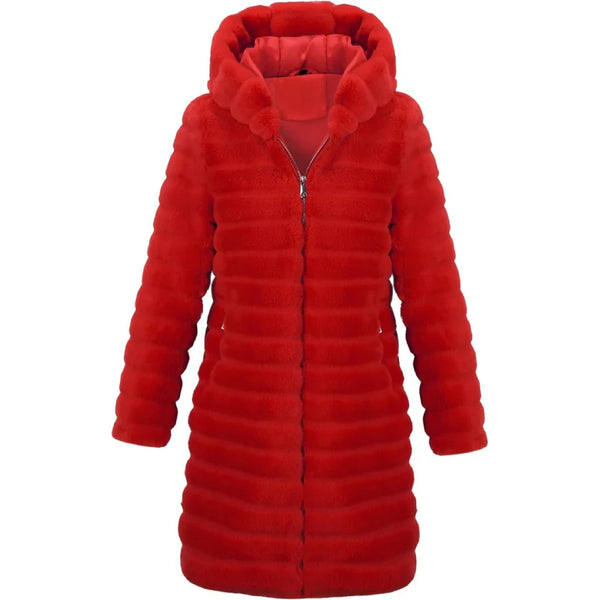 Elsbeth Carrie Preston Red Puffer Fur Coat