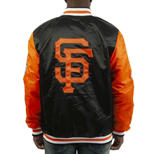 Sf 49ers Champs Giants Black Satin Patches Jacket