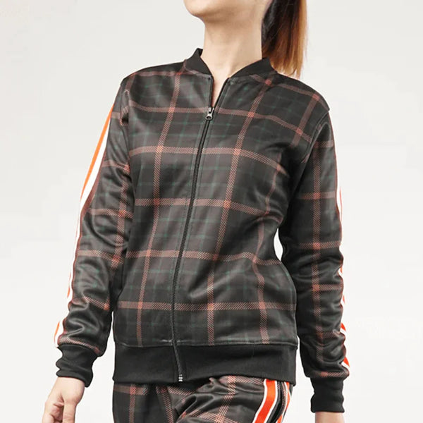 Checkered Print Fleece Tracksuit