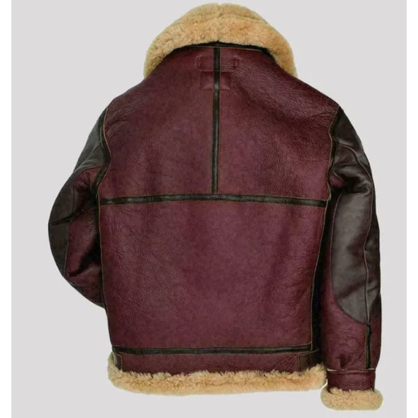 Collins Burgundy And Black Leather Jacket