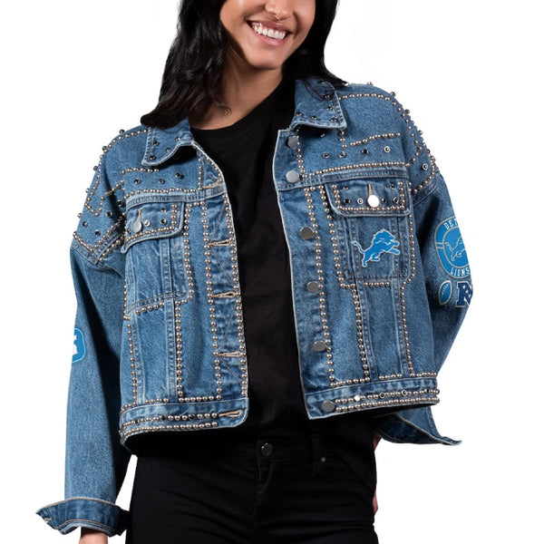 NFL Detroit Lions Blue Denim Jacket