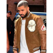 Drake Brown Varsity Style Bomber Jacket