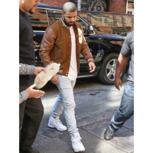 Drake Brown Varsity Style Bomber Jacket