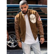 Drake Brown Varsity Style Bomber Jacket