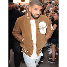 Drake Brown Varsity Style Bomber Jacket