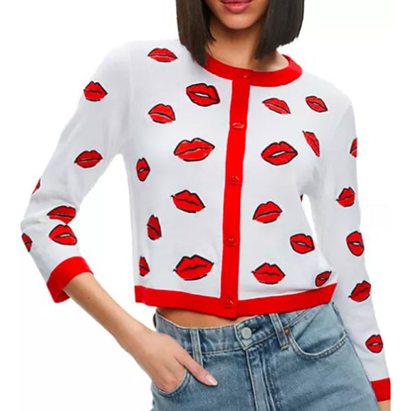 Elsbet Carrie Preston Lips Printed Cardigan