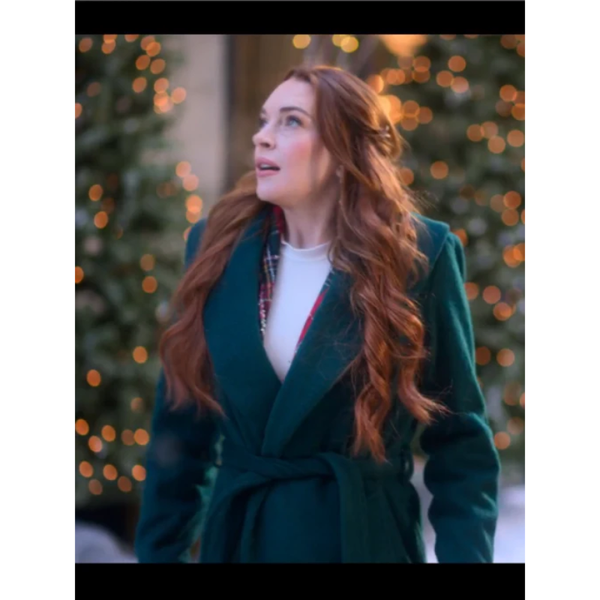 Falling for Christmas 2022 Lindsay Lohan Green Coat