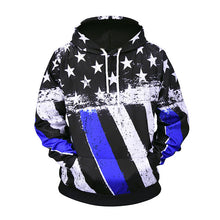 Flag Print Fleece Pull Over Hoodie