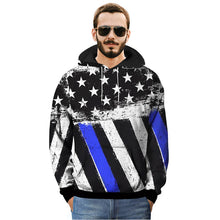 Flag Print Fleece Pull Over Hoodie