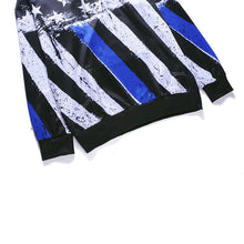 Flag Print Fleece Pull Over Hoodie