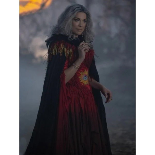 Hannah Waddingham Hocus Pocus 2 Black Cloak Coat