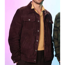 Glen Powell Hit Man 2024 Maroon Jacket