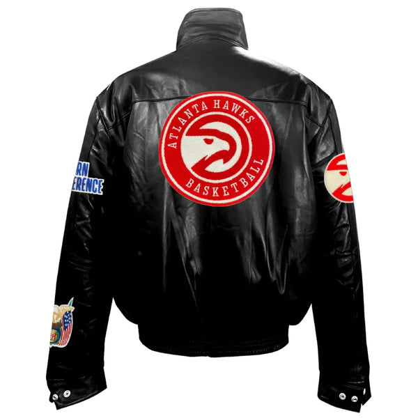 Jeff Hamilton Atlanta Hawks Black Leather Jacket