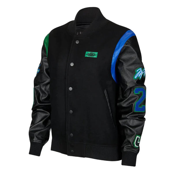 Jordan x Aleali May Black Wool & Leather Jacket