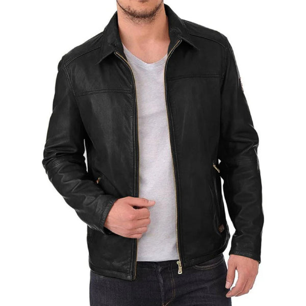 Real Lambskin Classic Leather Jacket | Genuine Leather Biker Jacket men