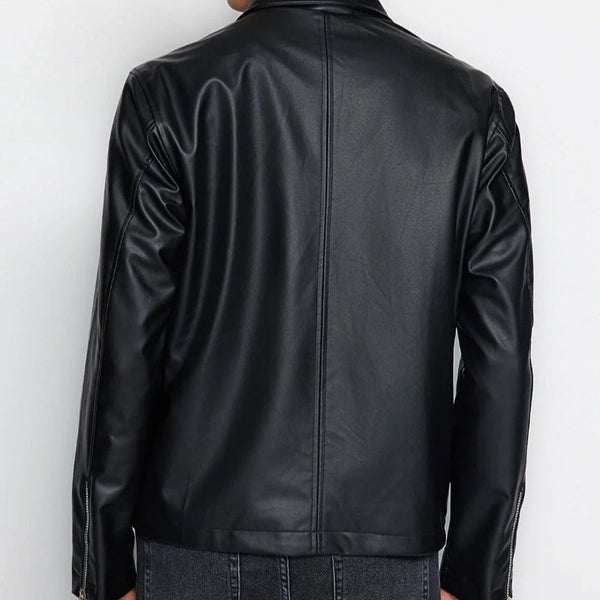 Men's Lambskin Winter Jacket - Black Biker Jacket