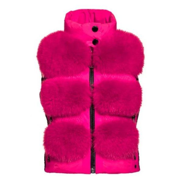 Lindsay Lohan Falling for Christmas 2022 Pink Vest