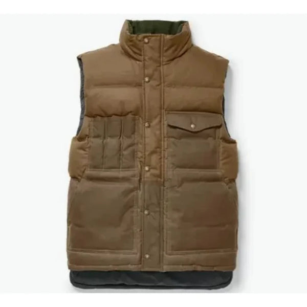 Men Brown Puffer Vest