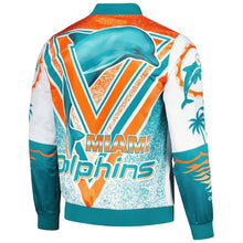 Miami Dolphins White And Aqua Bomber Jacket