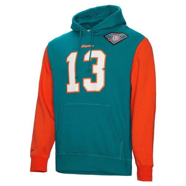 Miami Dolphins Dan Marino Mitchell & Ness Aqua Fleece Hoodie