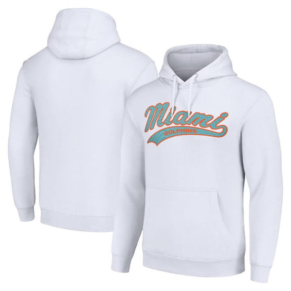 Miami Dolphins Printed Logo White Fleece Hoodie