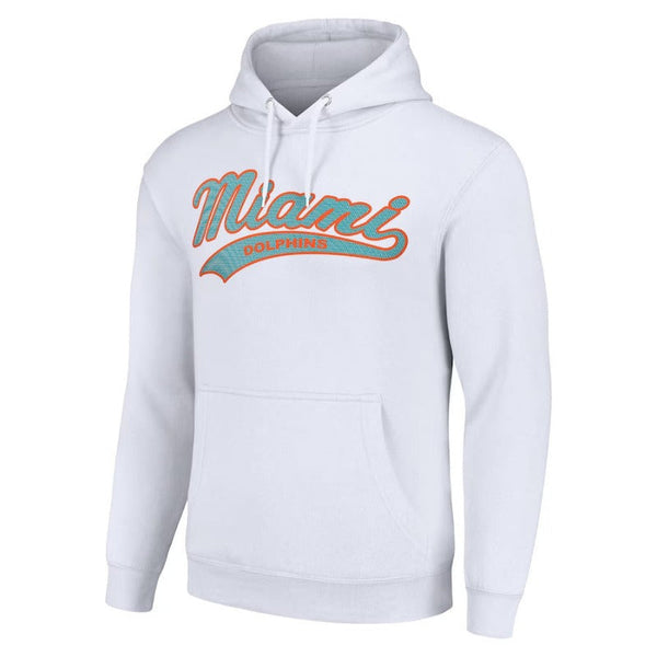 Miami Dolphins Printed Logo White Fleece Hoodie