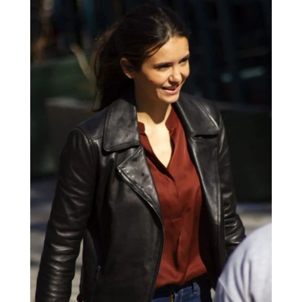 The Bricklayer Nina Dobrev Black Leather Jacket