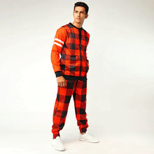 Orange And Black Checkered Print Tracksuit