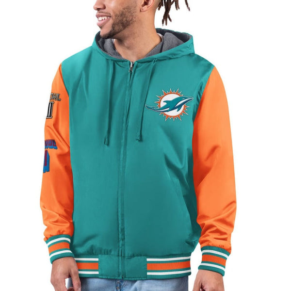 Miami Dolphins Printed Logo Teal Green Fleece Hoodie