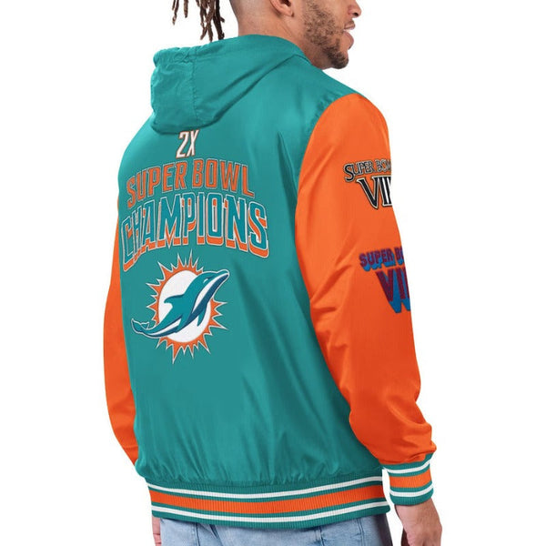 Miami Dolphins Printed Logo Teal Green Fleece Hoodie