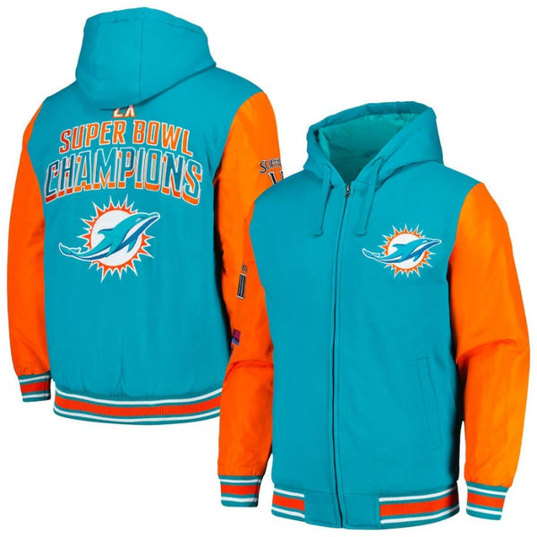 Miami Dolphins Printed Logo Aqua Fleece Hoodie