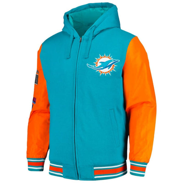 Miami Dolphins Printed Logo Aqua Fleece Hoodie