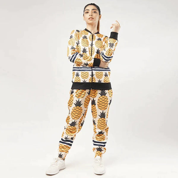 Pineapples Pattern Fleece Tracksuit