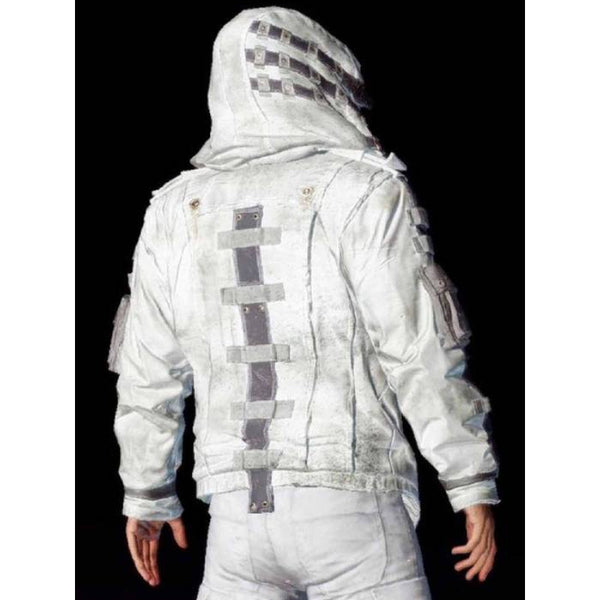 PUBG White Leather Hoodie Jacket