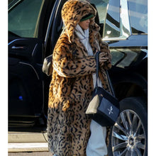 Rihanna Leopard Print Fur Coat