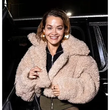 Rita Ora Met Gala Beige Teddy Jacket