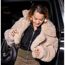 Rita Ora Met Gala Beige Teddy Jacket