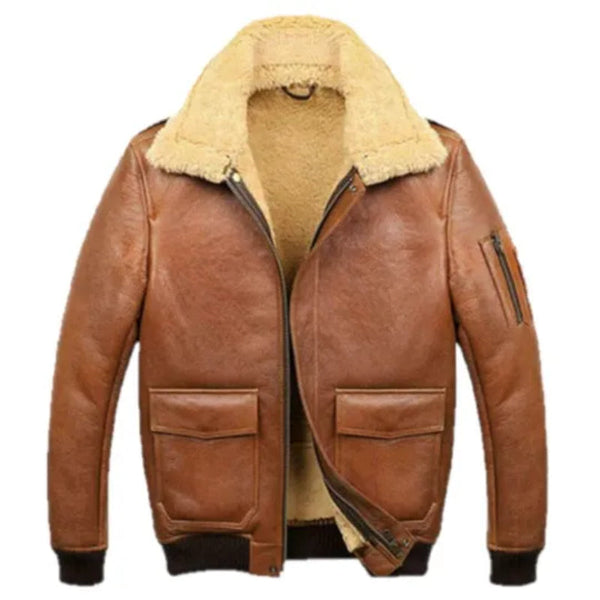 Samuel Tan Brown Shearling Sf Bomber Jacket