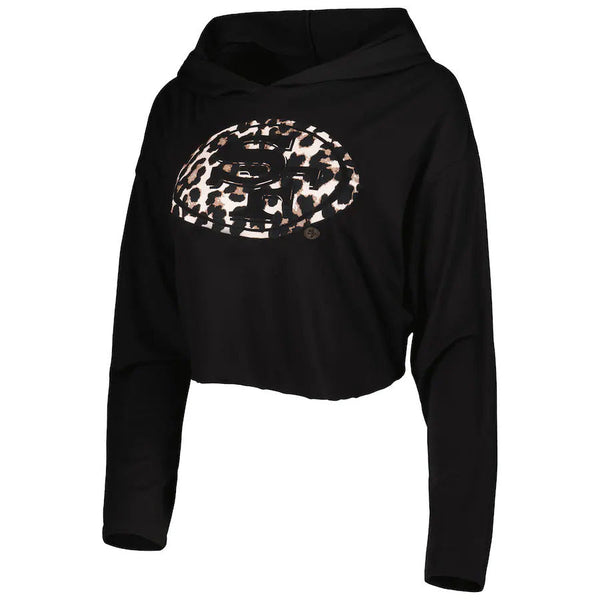 San Francisco 49ers Leopard Cropped Fleece Hoodie