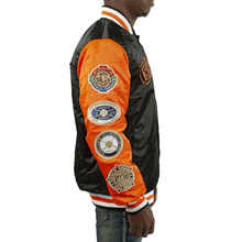 Sf 49ers Champs Giants Black Satin Patches Jacket