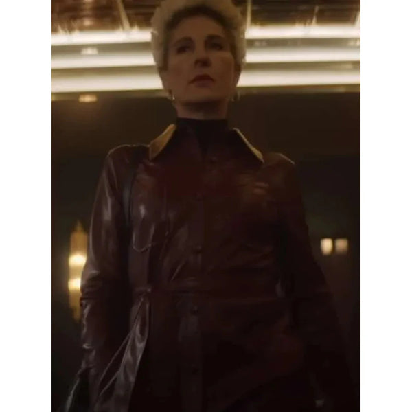 Sexy Beast Cecilia Logan Maroon Leather Coat